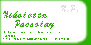 nikoletta pacsolay business card